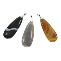 Lace Agate Pendants with iron bail Teardrop platinum color plated - Approx Sold By Bag