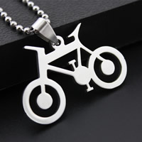 Stainless Steel Pendants, Bike, original color, 24x37mm, Hole:Approx 3-5mm, 3PCs/Bag, Sold By Bag