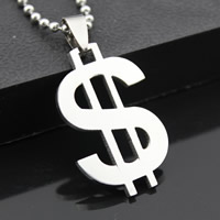 Stainless Steel Pendants Dollar Sign original color Approx 3-5mm Sold By Bag