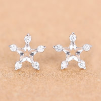Cubic Zirconia Micro Pave Sterling Silver Earring 925 Sterling Silver with rubber earnut Star micro pave cubic zirconia Sold By Lot