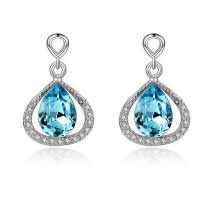 Cubic Zirconia Micro Pave Sterling Silver Earring 925 Sterling Silver with rubber earnut & Crystal Teardrop micro pave cubic zirconia & faceted Sold By Lot