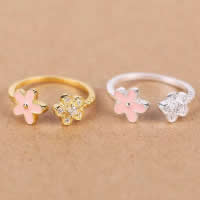 Cubic Zirconia Micro Pave 925 Sterling Silver Rings Flower plated open & micro pave cubic zirconia & enamel US Ring Sold By Lot