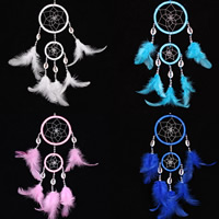 Fashion Dream Catcher Iron with Feather & Nylon Cord & Shell Flat Round nickel lead & cadmium free Sold By Bag