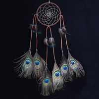 Fashion Dream Catcher Iron with Feather & Nylon Cord & Velveteen & Glass Seed Beads Flat Round nickel lead & cadmium free Sold By Bag