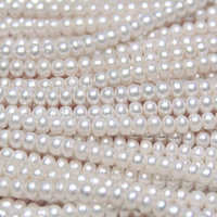 Knap ferskvandskulturperle Beads, Ferskvandsperle, Button, naturlig, forskellig størrelse for valg, hvid, Hole:Ca. 0.8mm, Solgt Per Ca. 15.5 inch Strand