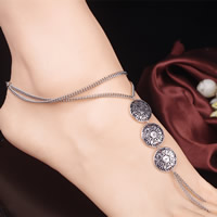 Fashion Toe Anklet Zinc Alloy with iron chain with 5cm extender chain antique silver color plated twist oval chain &  nickel lead & cadmium free 220mm Length Approx 8.5 Inch Sold By Bag