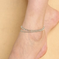Iron Anklet with rhinestone brass claw chain with 5cm extender chain silver color plated  nickel lead & cadmium free 220mm Length Approx 8.5 Inch Sold By Bag