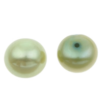 Cultured Half Drilled Freshwater Pearl Beads Button half-drilled green 8.5-9mm Approx 1mm Sold By Pair