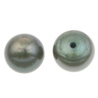 Cultured Half Drilled Freshwater Pearl Beads Button half-drilled deep green 7-7.5mm Approx 1mm Sold By Pair