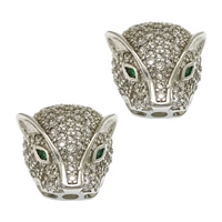 Cubic Zirconia Micro Pave Brass Beads Leopard platinum plated micro pave cubic zirconia Approx  Sold By Lot