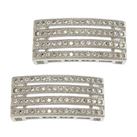 Cubic Zirconia Micro Pave Brass Beads Rectangle platinum plated multihole & micro pave cubic zirconia Approx Sold By Lot
