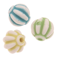 Kemisk vask akryl perler, Drum, bølgepap, blandede farver, 8mm, Hole:Ca. 1mm, 2Tasker/Lot, Ca. 2450pc'er/Bag, Solgt af Lot