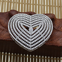Cubic Zirconia Micro Pave Brass Connector Heart platinum plated micro pave cubic zirconia & multi loops nickel lead & cadmium free Approx 2.5mm Sold By Lot