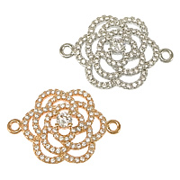 Cubic Zirconia Micro Pave Brass Connector Flower plated micro pave cubic zirconia & 1/1 loop nickel lead & cadmium free Approx 2mm Sold By Lot