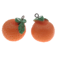 Gyanta Medál, -val Vas, Narancs, egyszínű, narancs, 21x26mm, Lyuk:Kb 2mm, 100PC-k/Bag, Által értékesített Bag