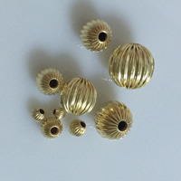Oro-llenado Abalorio, Esférico, 14K gold-filled & diverso tamaño para la opción & corrugado, libre de níquel, plomo & cadmio, Vendido por Grupo