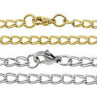 acero inoxidable Collar de cadena, chapado, cadena de doble enlace, más colores para la opción, 5.50x4x1.50mm, longitud aproximado 18 Inch, 20Strandsfilamento/Grupo, Vendido por Grupo