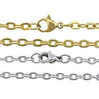 acero inoxidable Collar de cadena, chapado, cadena oval, más colores para la opción, 4.50x3x0.50mm, longitud aproximado 24 Inch, Vendido por Grupo