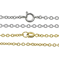 Rustfrit Stål Nekclace Chain, Stainless Steel, forgyldt, oval kæde, flere farver til valg, 2.50x2x0.50mm, Længde Ca. 17 inch, 50Strands/Lot, Solgt af Lot