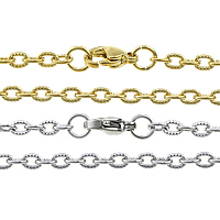 Edelstahl Kette Halskette, plattiert, Oval-Kette, keine, 4.50x3x0.70mm, Länge ca. 23 ZollInch, 50SträngeStrang/Menge, verkauft von Menge
