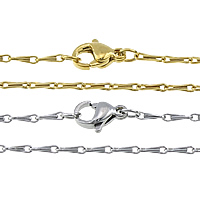 Edelstahl Halskette Gliederkette, plattiert, Bar-Kette, keine, 6x1.50x1mm, Länge ca. 18 ZollInch, 20SträngeStrang/Menge, verkauft von Menge