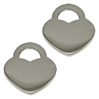 Pendientes Corazón de acero inoxidable, color original, 15x17x1.5mm, agujero:aproximado 6x5mm, 100PCs/Grupo, Vendido por Grupo