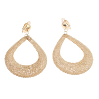 Iron Clip Earring Teardrop gold color plated nickel lead & cadmium free Sold By Pair