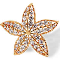 Broches de Diamantes de Imitación, aleación de zinc, Flor, chapado en color dorado, con diamantes de imitación, libre de níquel, plomo & cadmio, 44x44mm, Vendido por UD
