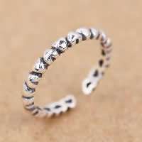 Thailand Sterling Silver Cuff Finger Ring, open, 3mm, US Ring Size:4, 10PCs/Lot, Sold By Lot