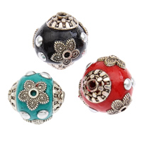 Indonesia Beads with Zinc Alloy Round plated mixed colors Approx 1mm Sold By Bag