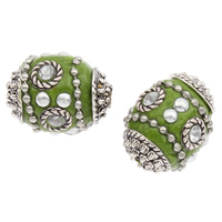 Indonesia Beads with Zinc Alloy Oval plated with rhinestone Approx 1mm Sold By Bag