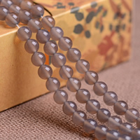 Natürliche graue Achat Perlen, Grauer Achat, rund, verschiedene Größen vorhanden, Bohrung:ca. 1mm, verkauft per ca. 15.5 ZollInch Strang