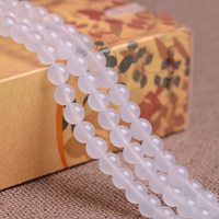 Natürliche weiße Achat Perlen, Weißer Achat, rund, verschiedene Größen vorhanden, Grade AAAAAA, Bohrung:ca. 1mm, verkauft per ca. 15.5 ZollInch Strang