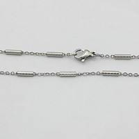 Nehrđajućeg čelika Nekclace Chain, Nehrđajući čelik, ovalni lanac, izvorna boja, 7.5x2mm, 2x1.5mm, Dužina Približno 19.5 inčni, 10pramenovi/Lot, Prodano By Lot