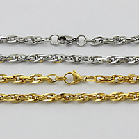 acero inoxidable Collar de cadena, chapado, cadena de cuerda, más colores para la opción, 4mm, longitud aproximado 23.5 Inch, 10Strandsfilamento/Grupo, Vendido por Grupo