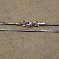 Rostfritt stål Nekclace Chain, ROSTFRITT STÅL, ormkedja, ursprungliga färgen, 1x1mm, Längd Ca 17 inch, 10Strands/Lot, Säljs av Lot