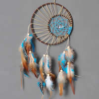 Fashion Dream Catcher Iron with Feather & Nylon Cord & Wood Flat Round lead & cadmium free 150mm Sold By Bag