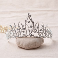 Bridal Tiaras Zinc Alloy silver color plated for bridal & with rhinestone lead & cadmium free 145mm Sold By Bag
