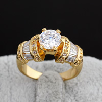 Kubieke zirconia messing ringen, echt goud verguld, verschillende grootte voor keus & met zirkonia, nikkel, lood en cadmium vrij, 10mm, 2pC's/Lot, Verkocht door Lot