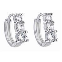 Brass Huggie Hoop Earring platinum plated with cubic zirconia nickel lead & cadmium free Sold By Lot