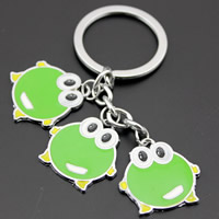 Zinc Alloy Key Chain with iron ring Frog platinum color plated enamel lead & cadmium free Approx 32mm Length Approx 3-3.5 Inch Sold By Bag