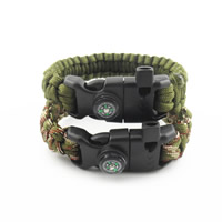 Survival Bracelets 550 Paracord with Plastic with fire starter & with whistle & with compass 20mm Length Approx 10 Inch Sold By Lot