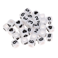 Number Acrylic Bead Cube mixed pattern 6mm Approx 3mm Approx Sold By Bag