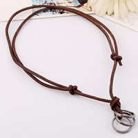 Men Necklace, Cowhide, with Tibetan Style, antique silver color plated, adjustable & for man, 3mm, Length:Approx 15 Inch, 2Strands/Lot, Sold By Lot