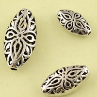 Hollow Brass Beads Oval antique silver color plated lead & cadmium free Sold By Bag