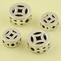 Hollow Brass Beads Flat Round real silver plated lead & cadmium free Approx 1mm Sold By Bag