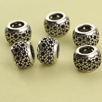Brass Large Hole Bead Drum antique silver color plated hollow lead & cadmium free 10.2mm Approx 5mm Sold By Bag