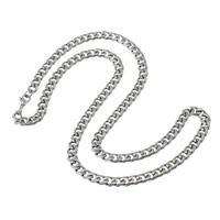 Nerezová ocel řetěz náhrdelník, Nerez, obrubník řetěz, Původní barva, 7x9x2mm, Délka Cca 23 inch, 10přediva/Lot, Prodáno By Lot