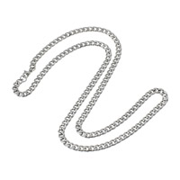 Ruostumaton teräs Kaulakoru, Curb Chain, alkuperäinen väri, 5x7x1.50mm, Pituus N. 23 tuuma, 10säikeet/erä, Myymät erä