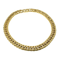 Stainless Steel Chain halskæde, guldfarve belagt, bremse kæde, 19x26x4mm, Længde Ca. 23 inch, 2Strands/Lot, Solgt af Lot